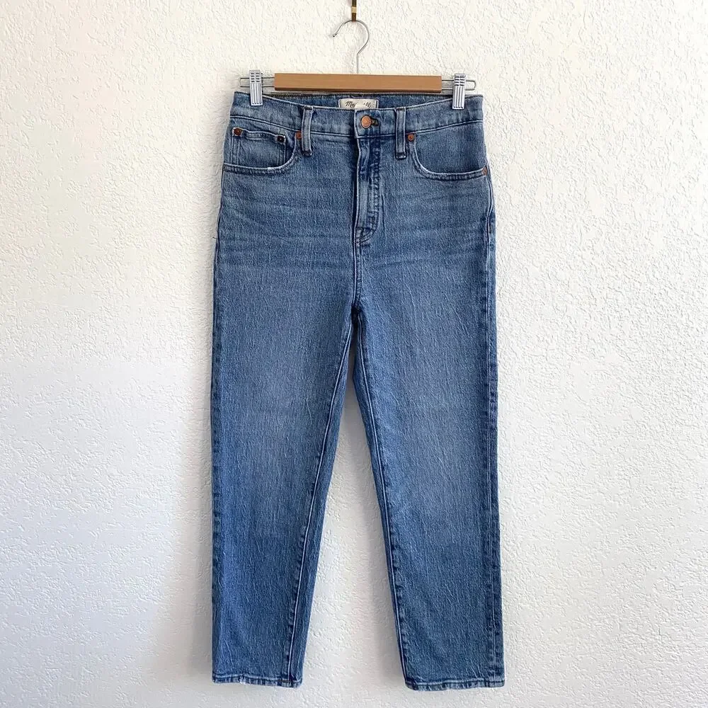 Madewell Classic Straight‎ Jean Crop High Rise Medium Light Wash Denim